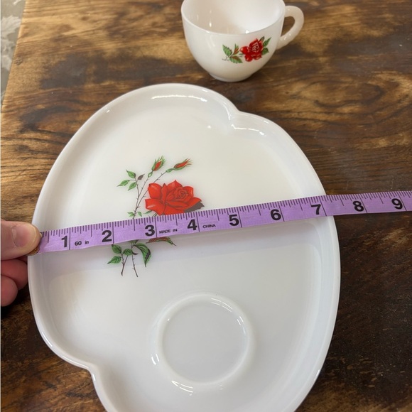 Vintage Federal Glass Rosecrest Pattern Snack Set with Cup and Plate - Picture 8 of 10